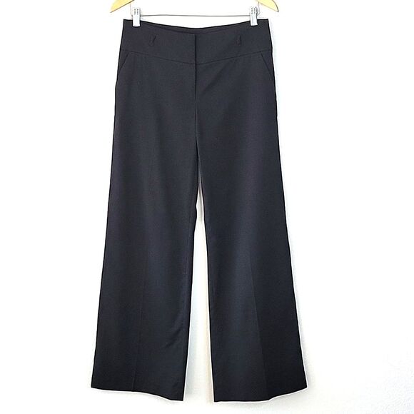 H&M Women's Modern Classic Black Wide Leg Dress Pants size 8 Creased Pockets - Picture 1 of 11